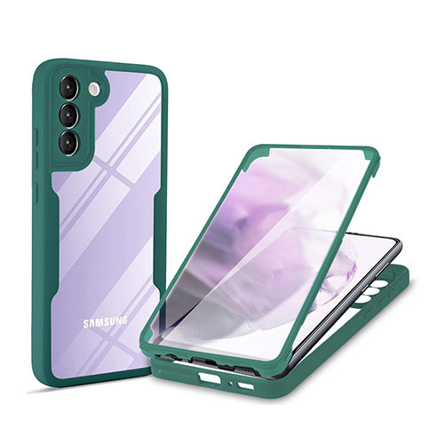 Silicone Transparent Frame Case Cover 360 Degrees for Samsung Galaxy S21 FE 5G Green