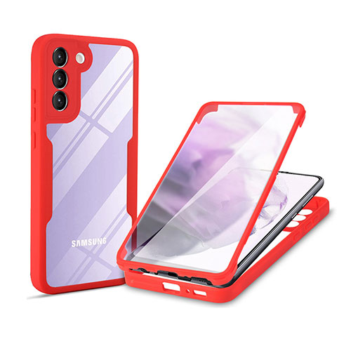 Silicone Transparent Frame Case Cover 360 Degrees for Samsung Galaxy S24 5G Red