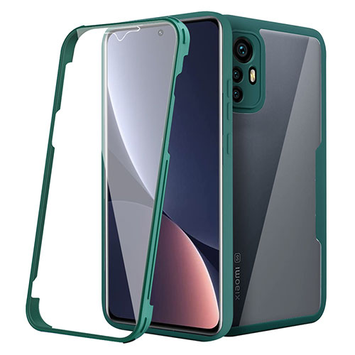 Silicone Transparent Frame Case Cover 360 Degrees for Xiaomi Mi 12S 5G Green