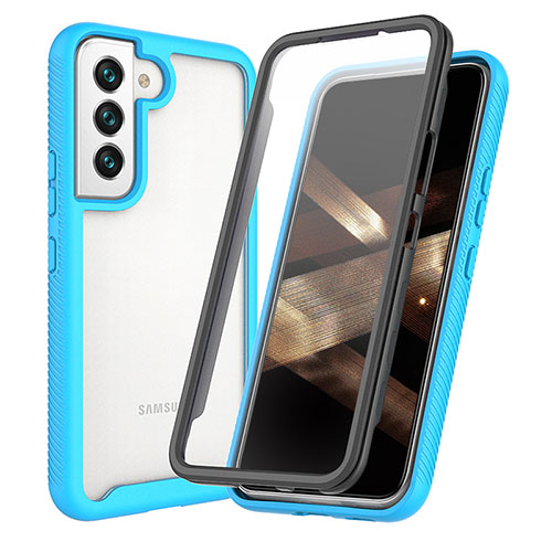 Silicone Transparent Frame Case Cover 360 Degrees M01 for Samsung Galaxy S24 5G Sky Blue