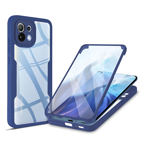 Silicone Transparent Frame Case Cover 360 Degrees M01 for Xiaomi Mi 11 Lite 5G NE Blue