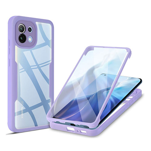 Silicone Transparent Frame Case Cover 360 Degrees M01 for Xiaomi Mi 11 Lite 5G NE Purple