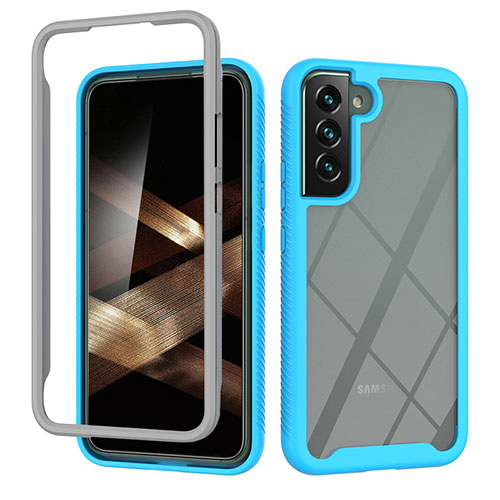 Silicone Transparent Frame Case Cover 360 Degrees M02 for Samsung Galaxy S25 5G Sky Blue