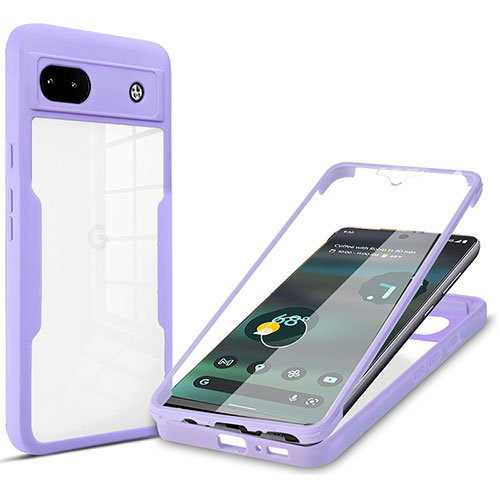 Silicone Transparent Frame Case Cover 360 Degrees MJ1 for Google Pixel 6a 5G Purple