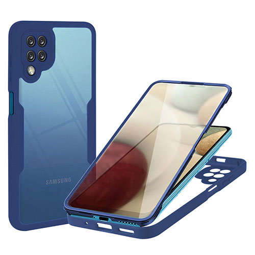 Silicone Transparent Frame Case Cover 360 Degrees MJ1 for Samsung Galaxy A12 Nacho Blue