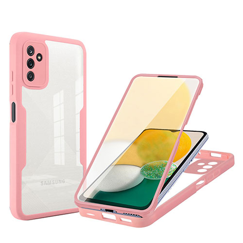 Silicone Transparent Frame Case Cover 360 Degrees MJ1 for Samsung Galaxy A13 5G Pink