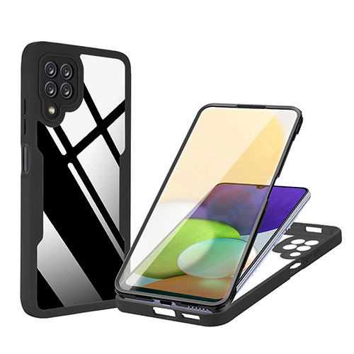 Silicone Transparent Frame Case Cover 360 Degrees MJ1 for Samsung Galaxy A22 4G Black
