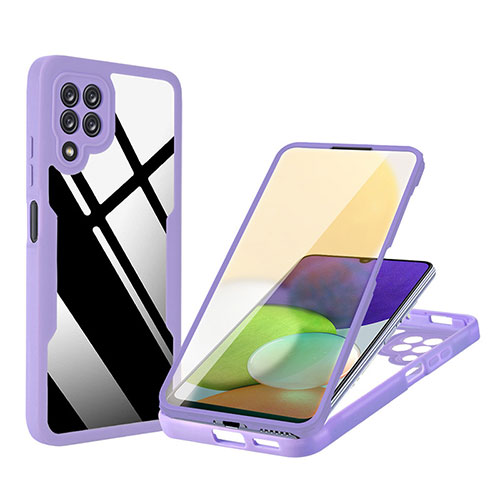 Silicone Transparent Frame Case Cover 360 Degrees MJ1 for Samsung Galaxy A22 4G Purple