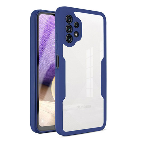 Silicone Transparent Frame Case Cover 360 Degrees MJ1 for Samsung Galaxy A32 4G Blue