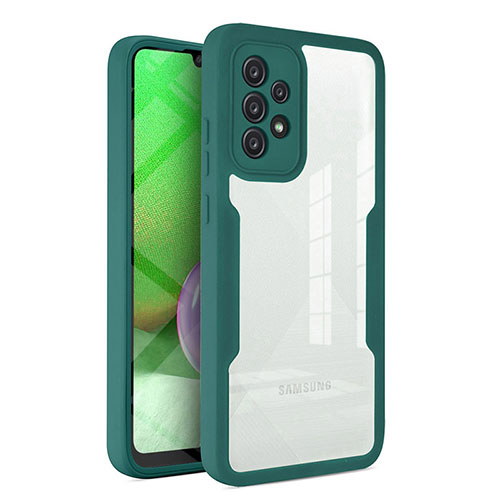 Silicone Transparent Frame Case Cover 360 Degrees MJ1 for Samsung Galaxy A52s 5G Green