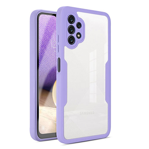 Silicone Transparent Frame Case Cover 360 Degrees MJ1 for Samsung Galaxy M32 5G Purple