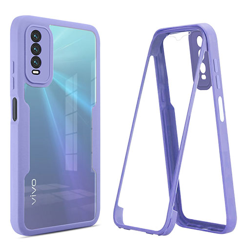 Silicone Transparent Frame Case Cover 360 Degrees MJ1 for Vivo Y12s (2021) Purple