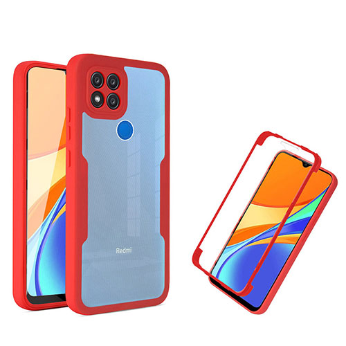 Silicone Transparent Frame Case Cover 360 Degrees MJ1 for Xiaomi POCO C3 Red