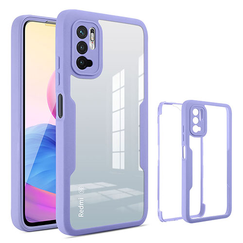 Silicone Transparent Frame Case Cover 360 Degrees MJ1 for Xiaomi POCO M3 Pro 5G Purple