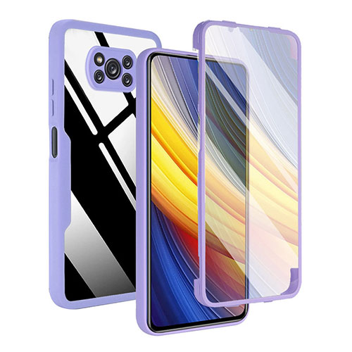 Silicone Transparent Frame Case Cover 360 Degrees MJ1 for Xiaomi Poco X3 Pro Purple