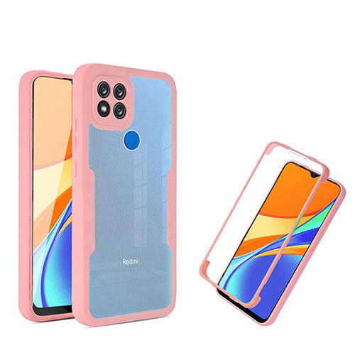 Silicone Transparent Frame Case Cover 360 Degrees MJ1 for Xiaomi Redmi 9 Activ Rose Gold