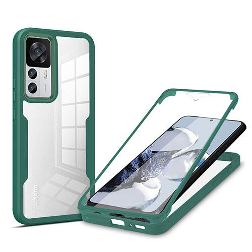 Silicone Transparent Frame Case Cover 360 Degrees MJ1 for Xiaomi Redmi K50 Ultra 5G Green