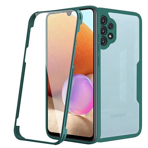 Silicone Transparent Frame Case Cover 360 Degrees MJ2 for Samsung Galaxy A32 4G Green
