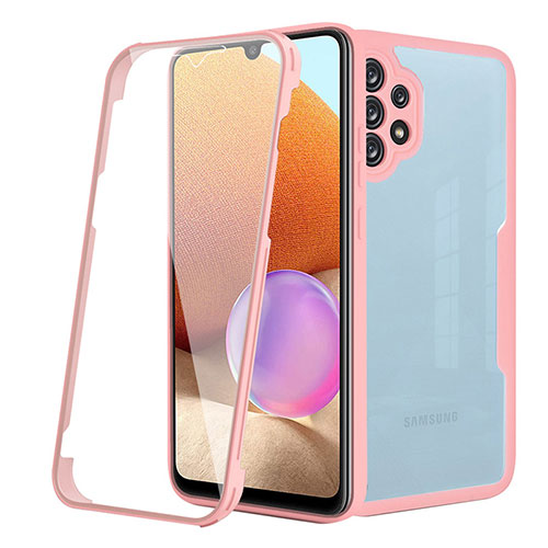 Silicone Transparent Frame Case Cover 360 Degrees MJ2 for Samsung Galaxy A32 4G Rose Gold