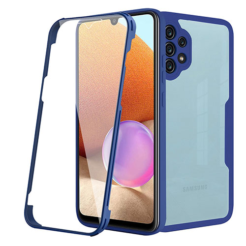 Silicone Transparent Frame Case Cover 360 Degrees MJ2 for Samsung Galaxy M32 5G Blue