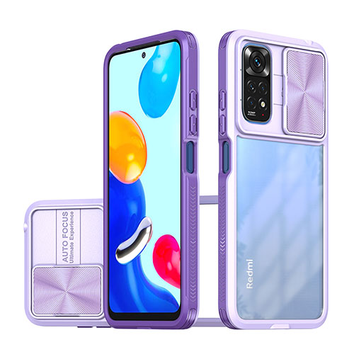 Silicone Transparent Frame Case Cover 360 Degrees QW1 for Xiaomi Redmi Note 11 4G (2022) Purple