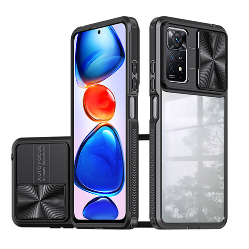 Silicone Transparent Frame Case Cover 360 Degrees QW1 for Xiaomi Redmi Note 11 Pro 4G Black