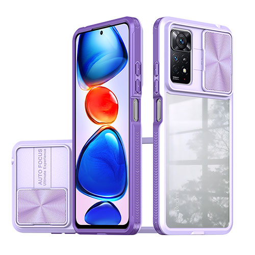 Silicone Transparent Frame Case Cover 360 Degrees QW1 for Xiaomi Redmi Note 12 Pro 4G Purple