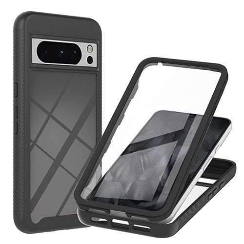 Silicone Transparent Frame Case Cover 360 Degrees YB1 for Google Pixel 8 Pro 5G Black