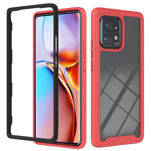 Silicone Transparent Frame Case Cover 360 Degrees YB1 for Motorola Moto Edge 40 Pro 5G Red