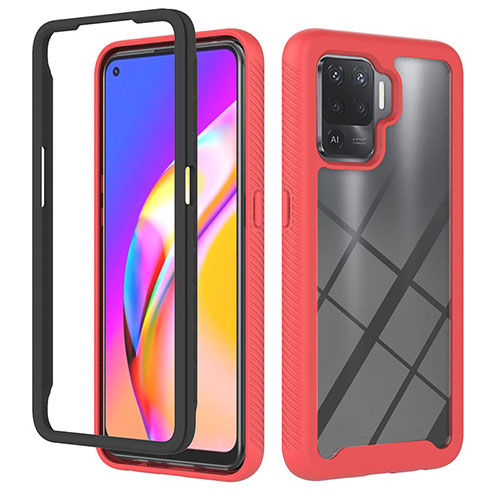 Silicone Transparent Frame Case Cover 360 Degrees YB1 for Oppo F19 Pro Red