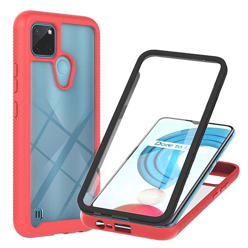 Silicone Transparent Frame Case Cover 360 Degrees YB1 for Realme C21Y Red