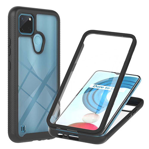 Silicone Transparent Frame Case Cover 360 Degrees YB1 for Realme C25Y Black