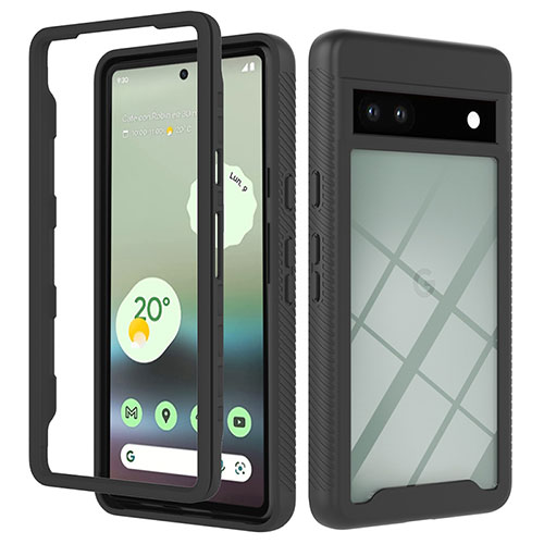 Silicone Transparent Frame Case Cover 360 Degrees YB2 for Google Pixel 7a 5G Black