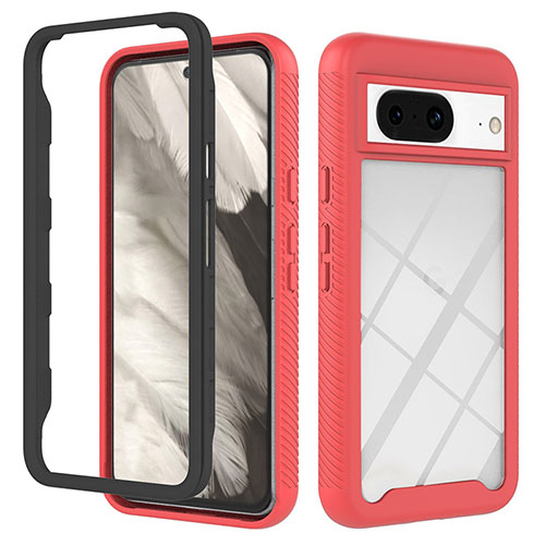 Silicone Transparent Frame Case Cover 360 Degrees YB2 for Google Pixel 8 5G Red