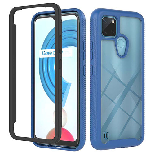 Silicone Transparent Frame Case Cover 360 Degrees YB2 for Realme C21Y Blue