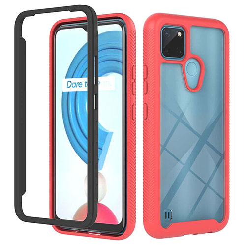 Silicone Transparent Frame Case Cover 360 Degrees YB2 for Realme C25Y Red