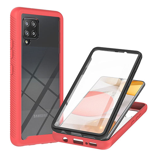 Silicone Transparent Frame Case Cover 360 Degrees YB2 for Samsung Galaxy A42 5G Red