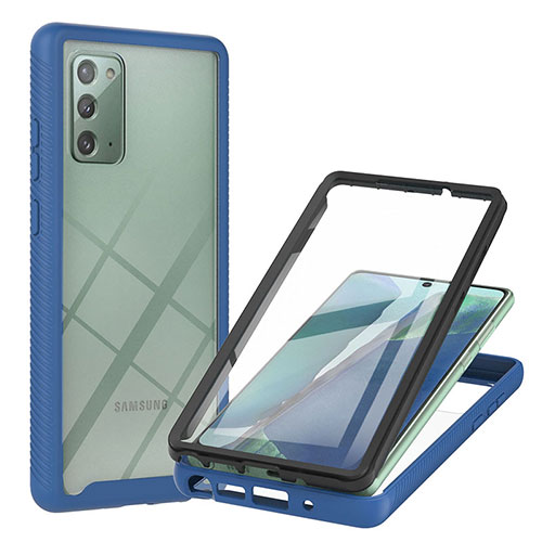 Silicone Transparent Frame Case Cover 360 Degrees YB2 for Samsung Galaxy Note 20 5G Blue