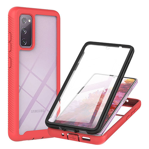 Silicone Transparent Frame Case Cover 360 Degrees YB2 for Samsung Galaxy S20 FE 5G Red