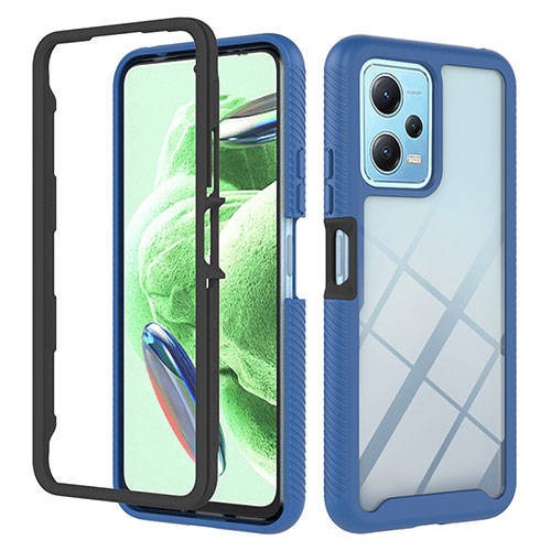 Silicone Transparent Frame Case Cover 360 Degrees YB2 for Xiaomi Poco X5 5G Blue