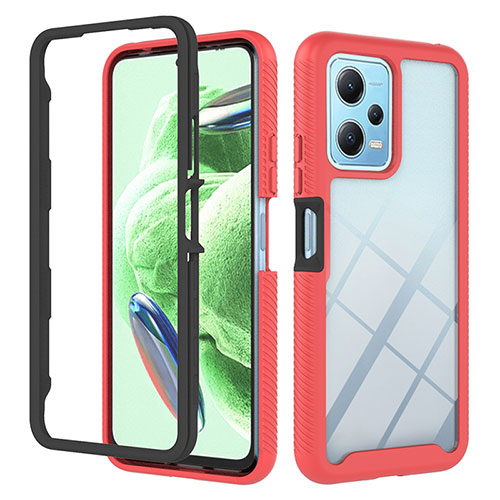 Silicone Transparent Frame Case Cover 360 Degrees YB2 for Xiaomi Poco X5 5G Red