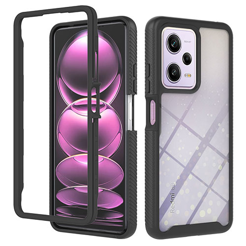 Silicone Transparent Frame Case Cover 360 Degrees YB2 for Xiaomi Redmi Note 12 Pro 5G Black