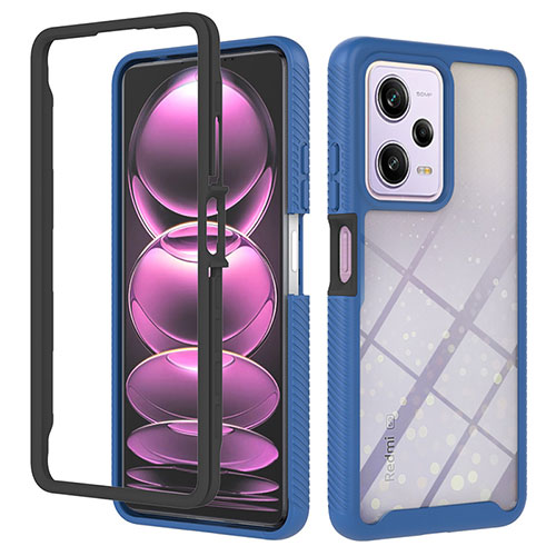 Silicone Transparent Frame Case Cover 360 Degrees YB2 for Xiaomi Redmi Note 12 Pro 5G Blue