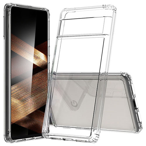 Silicone Transparent Frame Case Cover 360 Degrees Z01J for Google Pixel 7 5G Clear