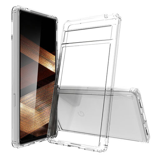 Silicone Transparent Frame Case Cover 360 Degrees Z01J for Google Pixel 7a 5G Clear