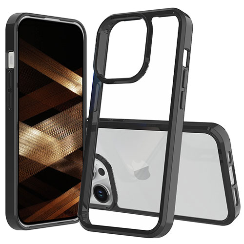 Silicone Transparent Frame Case Cover 360 Degrees ZJ1 for Apple iPhone 14 Pro Max Black