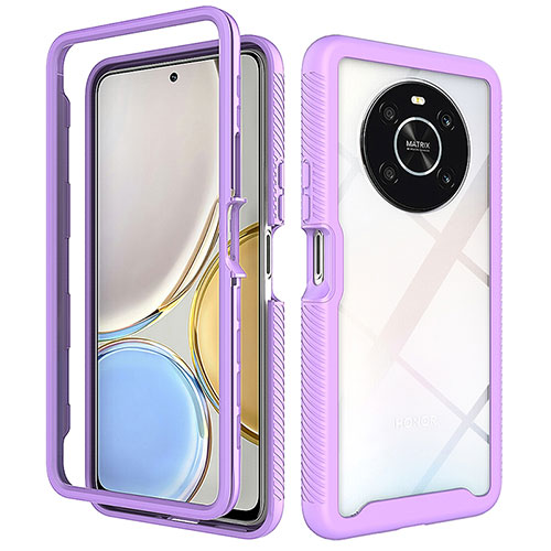 Silicone Transparent Frame Case Cover 360 Degrees ZJ1 for Huawei Honor Magic4 Lite 4G Clove Purple