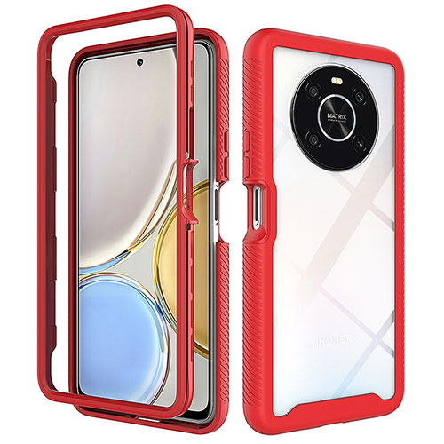 Silicone Transparent Frame Case Cover 360 Degrees ZJ1 for Huawei Honor Magic4 Lite 4G Red