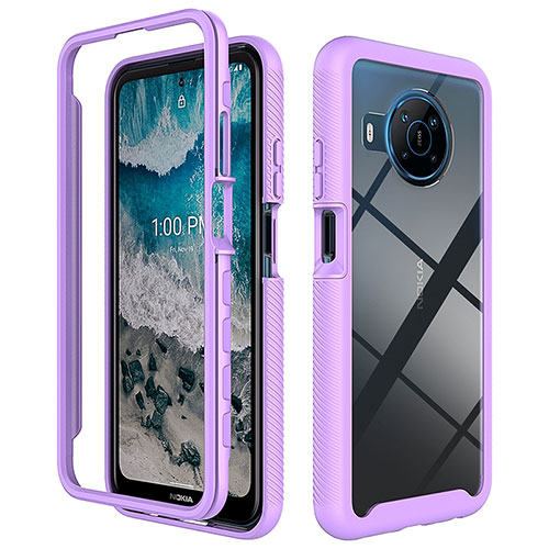 Silicone Transparent Frame Case Cover 360 Degrees ZJ1 for Nokia X100 5G Clove Purple