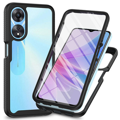 Silicone Transparent Frame Case Cover 360 Degrees ZJ1 for Oppo A78 5G Black